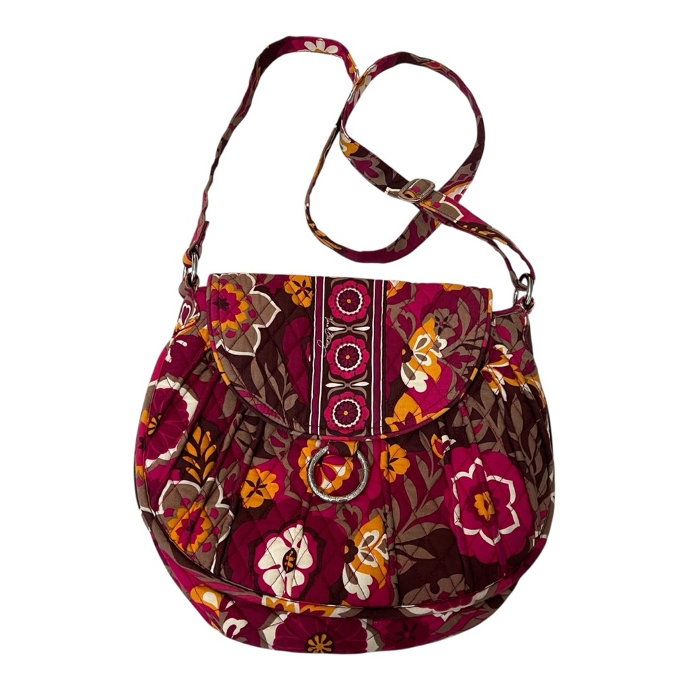 Vera Bradly Carnaby Cross Body Floral Quilted Shoulder Bag Magnetic Closure